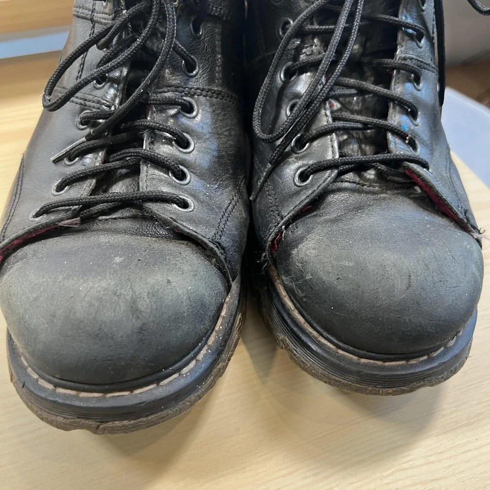 Dr Martens Vintage Ivan Boots Mens Size 10 Black Leather Steel Toe Boots Ankle